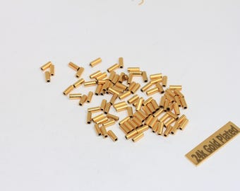 25 Pcs 2x5mm Matt Gold Plated Tube Beads, Round Tubes, Tubes, Spacer Tube Beads, BRT31