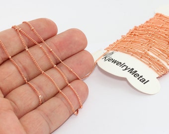 1,2mm Rose Gold Satellite Chains, Soldered Curb Chains, Ball Chains, Beaded Chain, Bulk Chain, Rose Gold Plated Chains, OBC, CHK360-2