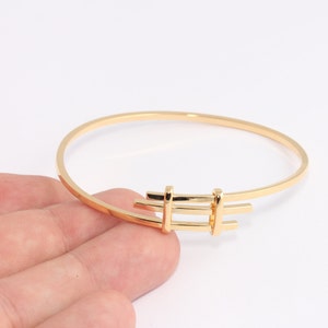 60mm 24k Shiny Gold Bracelet Cuff, Adjustable Bracelet, Tiny Bracelet Bangle, Stacking Wire Bracelets, Gold Plated Findings, CHK673-1