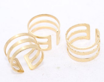 10 Pcs 16mm Raw Brass Ring Setting, Flat Ring, Wide Ring, Adjustable Ring, Stacking Ring, Statement Rings, Raw Brass Findings, SRF, CHK178