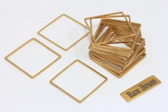 24mm Raw Brass Square Connector, Square Link, Closed Square Ring, Square Frame Charm, Raw Brass Connector Charms, SL, CHK296