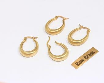 17x23mm Raw Brass Earrings, Leverback Hoop Earrings, Oval Earrings, Brass Drop Earrings, Brass Earring Hoops, Brass Earring Findings, XP243