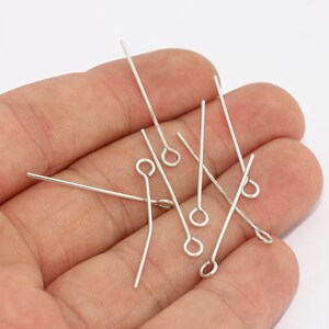 30mm Eye Pins Silver Plated  , Silver Plated Brass Eye Pin , bright silver eyepins ,Jewelry Making, Silver Plated wire TBP2
