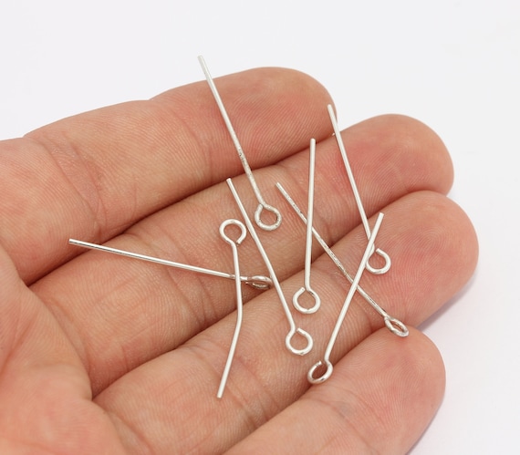 BULK 700 Eye pins 20mm silver plated FS481