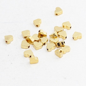 10 Pcs 7mm 24k Shiny Gold Heart Charms, Heart Pendant, Dainty Charm, Heart Necklace, Heart Bracelet Beads, Gold Plated Findings, GUC, BRT399