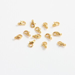 9mm 24k Shiny Gold Claw Clasp, Lobster Claw Clasp, Necklace Closures, Jewelry Making Supplies, Gold Plated Findings, CHK595-1