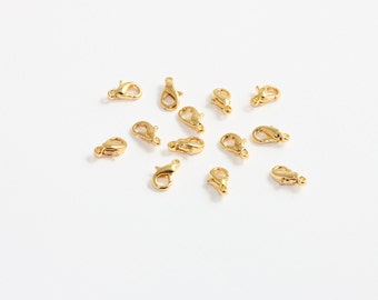 9mm 24k Shiny Gold Plated Lobster Claw Clasp, Jewelry Making Supplies, CHK595-1