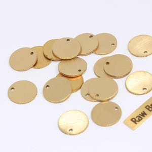 14mm Raw Brass Round Charms, Round Disc, Personalized Disc, Stamping Tag, Raw Brass Coins, Medallion Charms, Raw Brass Findings, BRT218