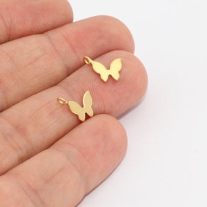8x10mm 24k Shiny Gold Butterfly Charms, Butterfly Pendant, Dainty Charms, Necklace Charm, Bracelet Charms, Gold Plated Findings, UJ, MTE921