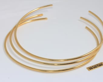 3mm 24k Shiny Gold Choker, Wire Choker Necklace, Adjustable Choker Settings, Dainty Neck Cuff, Necklace, Gold Plated Findings, CHK553-5