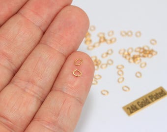 4mm 23 Gauge 18k Shiny Gold Oval Jump Rings, Jewelry Making Supplies, FRJ, BRT733