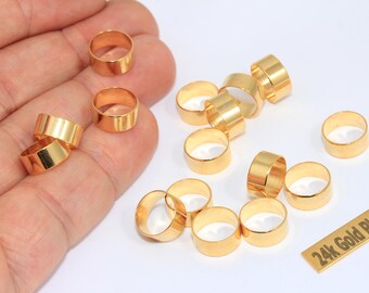 5 Pcs Shiny Gold Plated Brass Closed Rings, 11x5mm Connector Links, BRT357