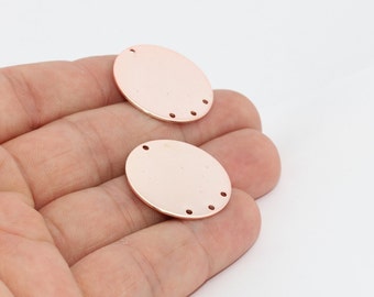 25mm Rose Gold Round Disc, Round Disc, Stamping Blanks, Multi Hole Pendant, Medallion, Stamping Tag, Rose Gold Plated Findings, EV, MTE844