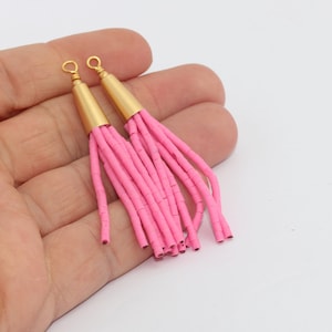 6x70mm Perles roses Tassel, Tassels afghans roses, tassels perlés, tassels de perles de Long Heishi, tassels de perle de graine, tassel long, tassels longs, BRT347