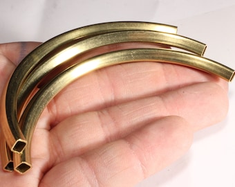 Tubos curvos de latón crudo de 5x95 mm, amuletos de tubo, tubos curvos, collar de tubo, colgante de collar, collar, hallazgos de latón crudo, CHK636