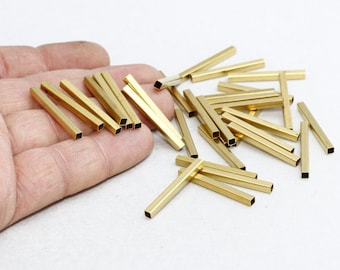 25 Pcs 3x30mm Raw Brass Square Tubes, Tubes, Square Tube Beads, Spacer Beads, Bracelet Connector, Brass Beads, Raw Brass Supplies, CHK175