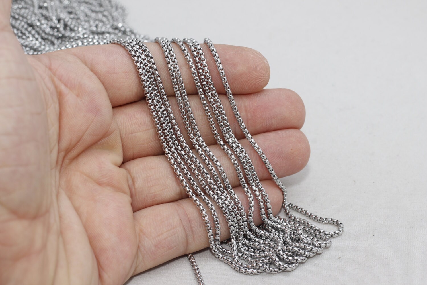 33 Feet 2mm Stainless steel chains box chains rolo chains Etsy