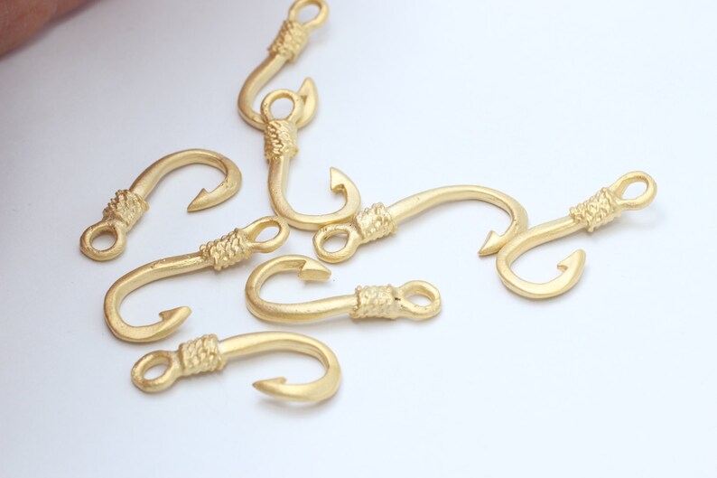 12x28mm 24K Gold Plated Fish Hook Fishing Hook Clasp Fish Etsy