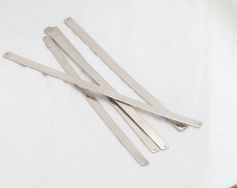 Bracciale grezzo placcato rodio, 6 x 160 mm, rigido piatto, base in ottone, CHK100-2