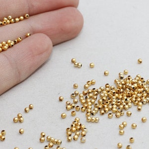 50 Pcs 2mm 24k Shiny Gold Beads, Spacer Beads, Hollow Beads, Tiny Spacer Beads, Bracelet Beads, Beads, Gold Plated Findings, BF, BRT540