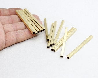 30 Pcs 4x60mm Raw Brass Tube Beads , Rectangle Tube Beads, Tubes, TBR74