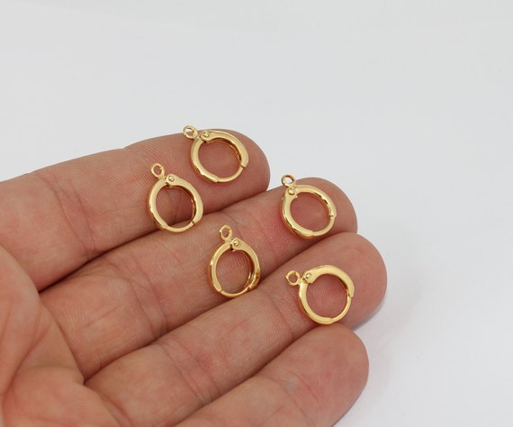 Pairs 11x13mm 24k Shiny Gold Earrings, Lever Back Earrings, Gold