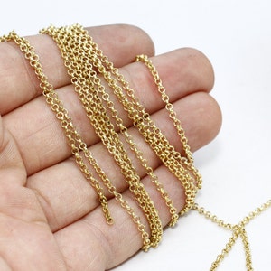 9,9 Feet 2mm Raw Brass Rolo Chain, Brass Soldered Chain, Bulk Lot Chain, Brass Link Chain, Rolo Chains, Raw Brass Chains, THE93
