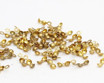 100 pezzi di perline a crimpare in ottone grezzo, adatte a catene a sfere da 1 mm, crimpature, chiusura per catena a sfere, crimpature, punte per perline, componenti in ottone grezzo, ND, CR44