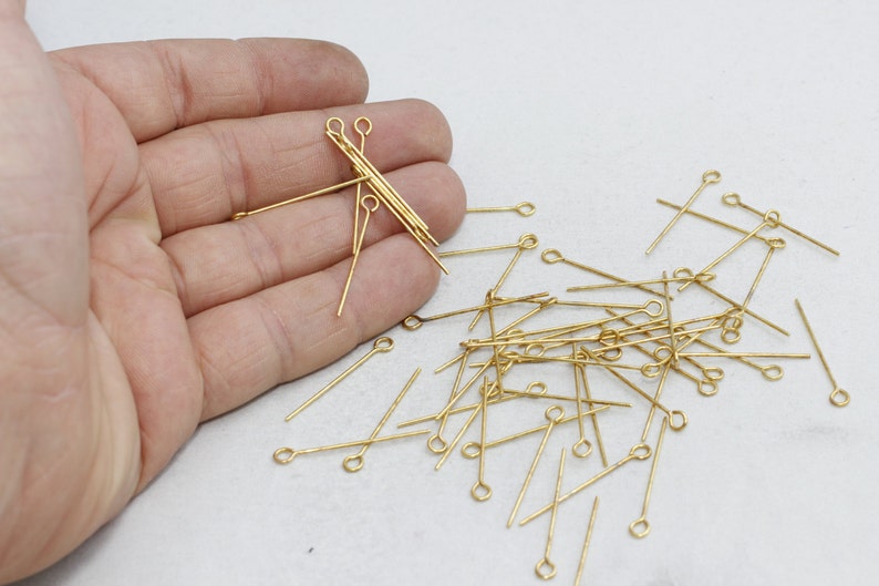 20ga Raw Brass Eye Pins 100 Pcs 30x0,85mm TBP26 Eye Pins Brass Findings