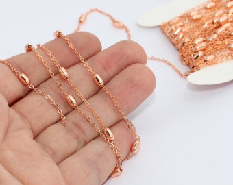 2mm Rose Gold Ball Chain, Rose Gold Soldered Chain, Choker Necklace Chain, Bulk Lot Chain, Satellite Chain, Rose Gold Plated Chains, BXB301