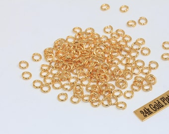 18 Ga 5 mm 24k glanzend gouden ringetjes, gouden connector, open ringetjes, bulk gouden ringetjes, benodigdheden voor het maken van sieraden, BFJ, DOM6