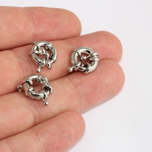 13mm Rhodium Plated Spring Clasp, Round Silver Clasp, Spring Clasp, High Quality Clasp, Lobster Clasp, Silver Plated Findings, CMR131
