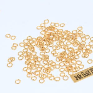 200 Pcs 22 Ga 4mm 24k Shiny Gold Jump Rings, Open Rings, Bracelet Connectors, Jewelry Making Supplies, Gold Plated Findings, FJR, DOM31 image 1