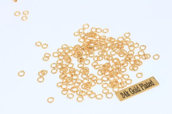 200 Pcs 22 Ga 4mm 24k Shiny Gold Jump Rings, Open Rings, Bracelet Connectors, Jewelry Making Supplies, Gold Plated Findings, FJR, DOM31