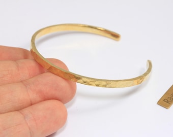 3,7mm Raw Brass Bracelet Bangle, Hammered Bracelet Cuff, Domed Bracelet, Stacking Cuff Bracelets, Raw Brass Jewelry, TVF70