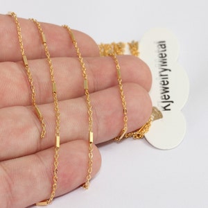 Corrente de barra de ouro brilhante 24k de 1,5 x 2 mm, corrente soldada, corrente de colar gargantilha, corrente para lote a granel, corrente de barra quadrada, correntes banhadas a ouro, CHK500