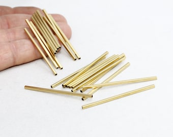 20 Pcs 2x50mm Raw Brass Square tubes, Square tube beads, Tube Beads, Raw Brass Tubes, TBR65
