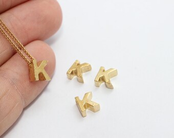 5 Pcs 6x7mm Raw Brass Letter Charms, Letter Beads, Brass Initial Charms, Letter K, Brass Charms, Mini Pendant Charms, SLDS , HRF43