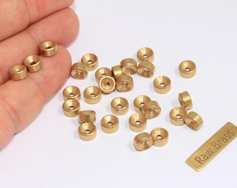 3,5x7mm Raw Brass Spacer Beads, Brass Spacers, Rondelle Beads, Round Brass Beads, Connector Beads, Raw Brass Findings, LA20