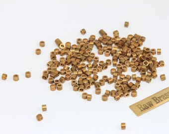 200 Pcs Raw Brass Tube Spacer Beads, 3x2mm, KA86