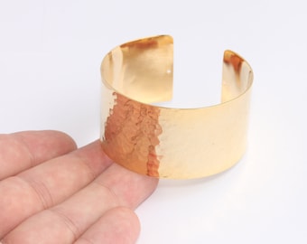 30mm 24k Shiny Gold Cuff Bracelet, Handmade Gold Bracelet Bangle, Hammered Cuff Bracelet, Bracelet Bangle, Gold Plated Bracelets, CHK673