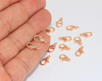 20 Pcs 12mm Rose Gold Claw Clasp, Lobster Clasp, Necklace Closures, Jewelry Making Supplies, TLC, CLO9