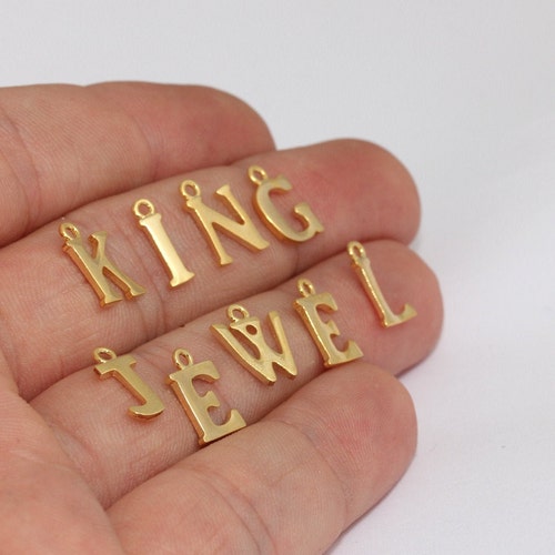 7x11mm 24k Shiny Gold Letter Charm 