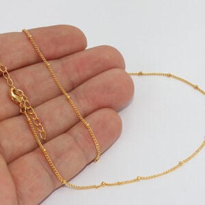 18&#39;&#39; 24k Shiny Gold Necklace, Satellite Necklace Chain, Ready Made Necklace, Tiny Beaded Necklace Chain, Gold Plated Necklaces, BXB325-1