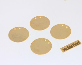 Dischi per stampaggio placcati in oro lucido da 25 mm, dischi per stampaggio, dischi rotondi, etichette per stampaggio, dischi rotondi vuoti, RB, BRT117