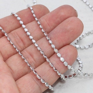 3,3 Feet 3mm Silver Color Plated Cube Chain, Square Ball Chains, Choker Chain, Beaded Chains, Silver Color Plated Chains, KBC, BXB193-1