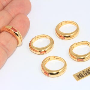 16-17mm 24k Shiny Gold Micro Pave Rings, Dainty Rings, CZ Stacking Rings, Orange Stone Tiny Rings, Gold Plated Rings, MLS785 image 2