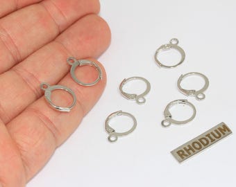 Kolczyki z zapięciem dźwigniowym w kolorze srebrnym, 25 par (12 x 14 mm), lbe, LFS, CMR45