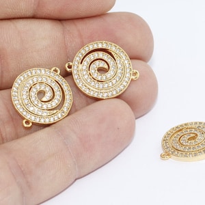 3 Pcs 17x20mm Micro Pave Infinity Charms, CZ Round Charms, Cubic Zirconia Infinity Bracelet, Bracelet Connector, Gold Plated Charms, ZRCN26