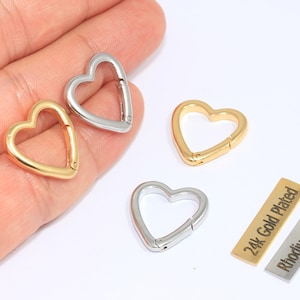 19mm 24k Shiny Gold Or Rhodium Plated Heart Clasp, Heart Shaped Clasp Charm, Heart Necklace Closures, Jewelry Findings,
